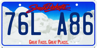 SD license plate 76LA86