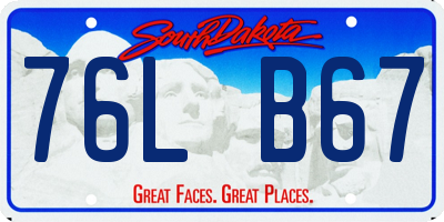 SD license plate 76LB67