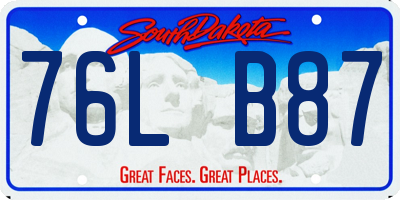 SD license plate 76LB87