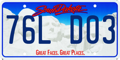 SD license plate 76LD03