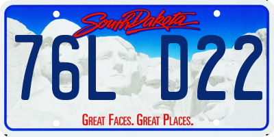 SD license plate 76LD22