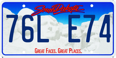 SD license plate 76LE74