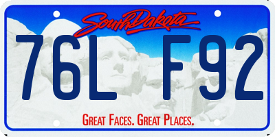 SD license plate 76LF92