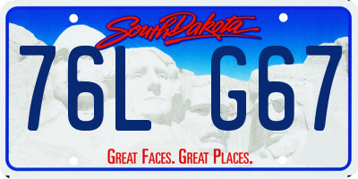 SD license plate 76LG67