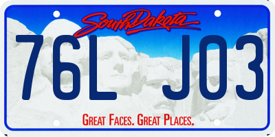 SD license plate 76LJ03