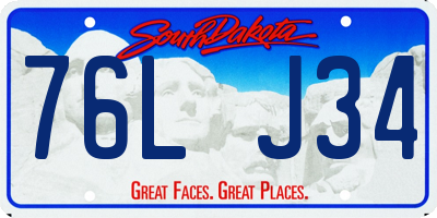 SD license plate 76LJ34