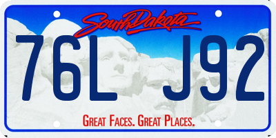SD license plate 76LJ92