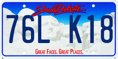 SD license plate 76LK18