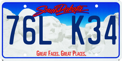 SD license plate 76LK34