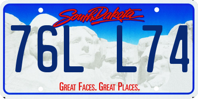 SD license plate 76LL74