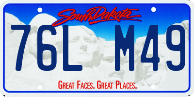 SD license plate 76LM49