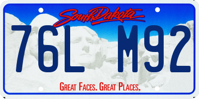 SD license plate 76LM92