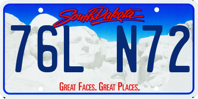SD license plate 76LN72