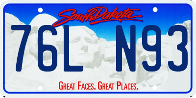 SD license plate 76LN93