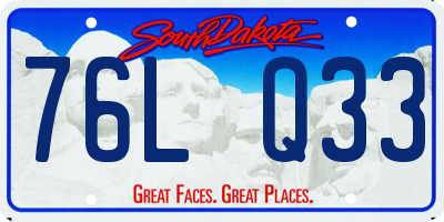 SD license plate 76LQ33