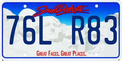 SD license plate 76LR83