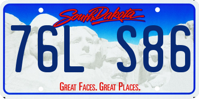 SD license plate 76LS86