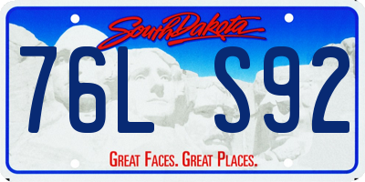 SD license plate 76LS92