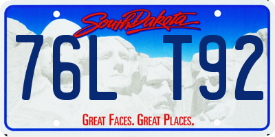 SD license plate 76LT92