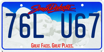 SD license plate 76LU67