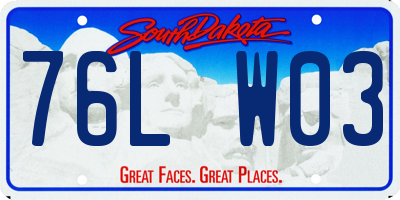 SD license plate 76LW03