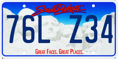 SD license plate 76LZ34