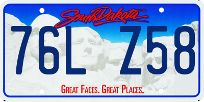 SD license plate 76LZ58