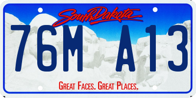 SD license plate 76MA13