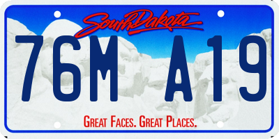 SD license plate 76MA19