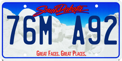 SD license plate 76MA92