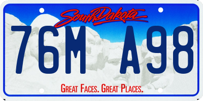 SD license plate 76MA98