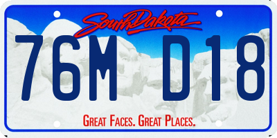 SD license plate 76MD18