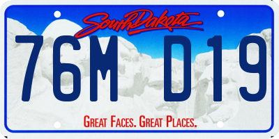 SD license plate 76MD19
