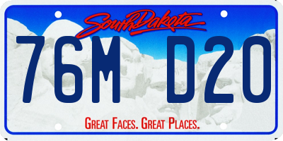 SD license plate 76MD20