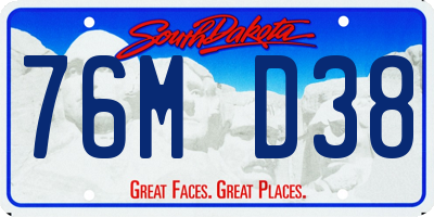 SD license plate 76MD38