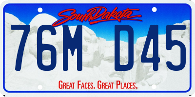 SD license plate 76MD45