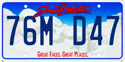 SD license plate 76MD47