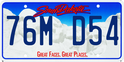 SD license plate 76MD54