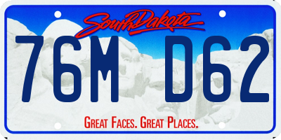 SD license plate 76MD62