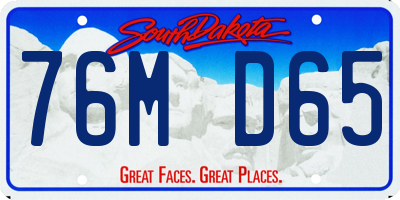 SD license plate 76MD65