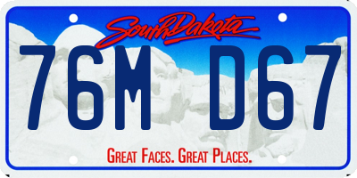 SD license plate 76MD67