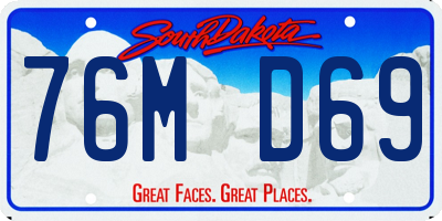 SD license plate 76MD69