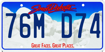 SD license plate 76MD74