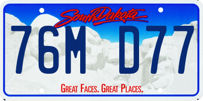 SD license plate 76MD77