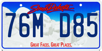 SD license plate 76MD85