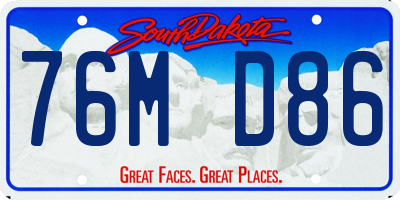 SD license plate 76MD86