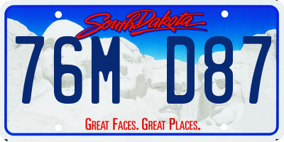 SD license plate 76MD87