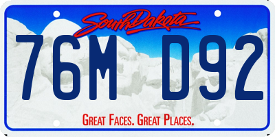 SD license plate 76MD92