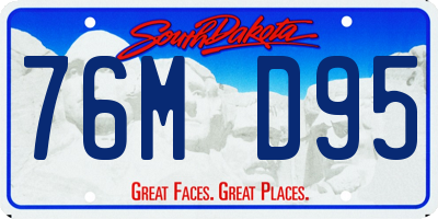 SD license plate 76MD95
