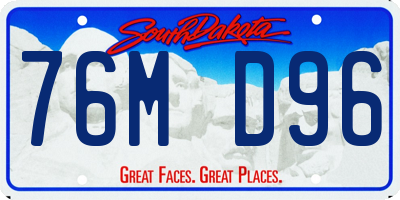 SD license plate 76MD96
